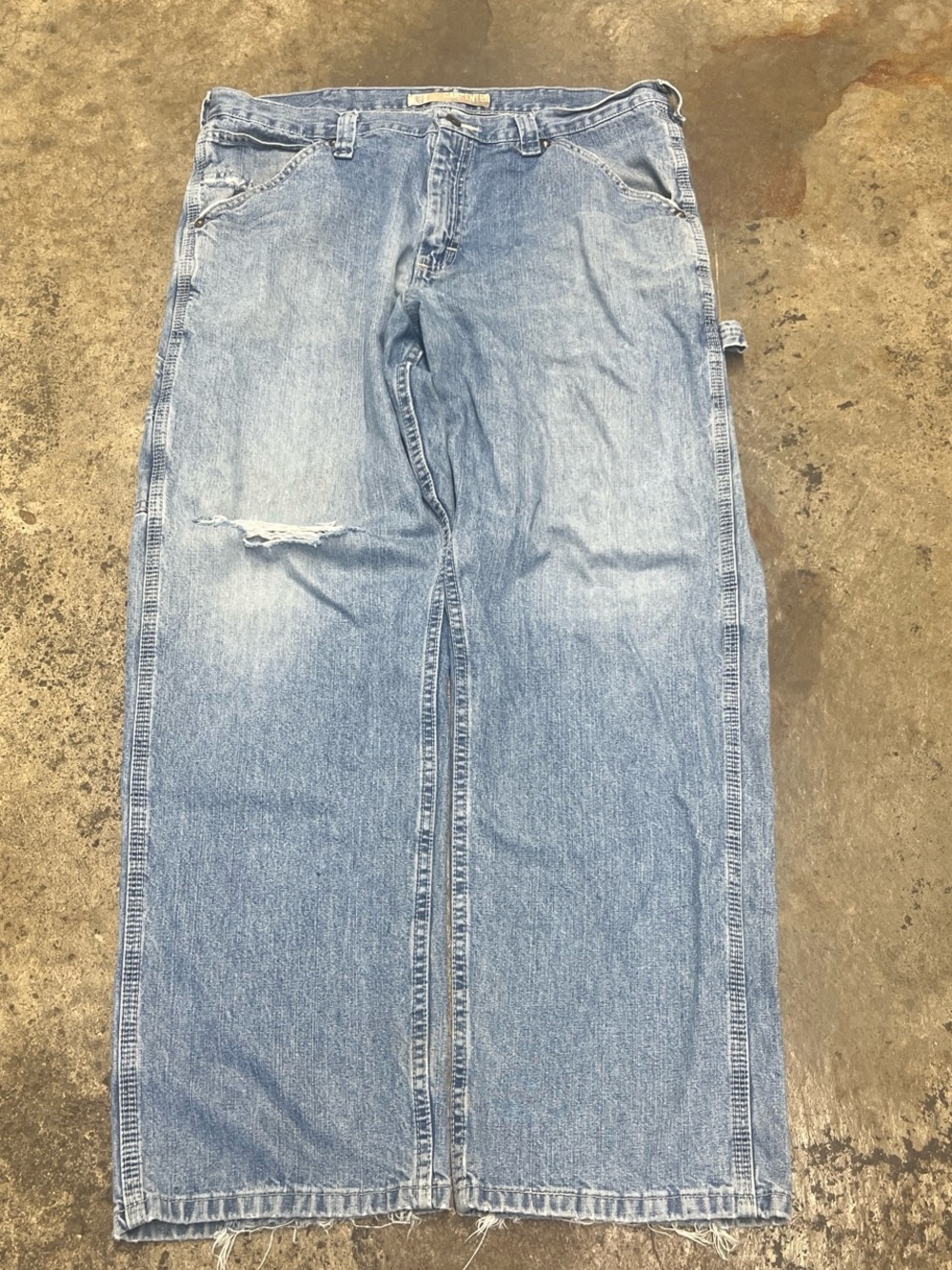 Y2K Lee Carpenter Jeans Men’s 36 x 30 Light Wash Faded Distressed Loose Skater